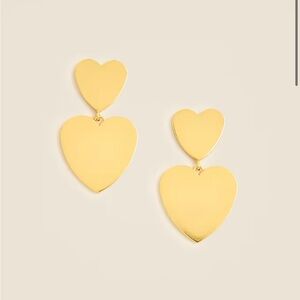 J.Crew Double Heart Drop Earrings Gold NWT Gift Valentine Dangle